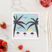 Serviette En Papier Cocktail serviettes avec une scène Beach Sunrise (En situation)