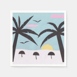 Serviette En Papier Cocktail serviettes avec une scène Beach Sunrise