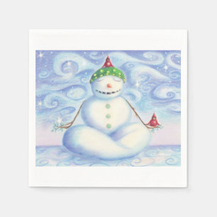 Serviette En Papier Cocktail serviettes avec Yoga Snowman