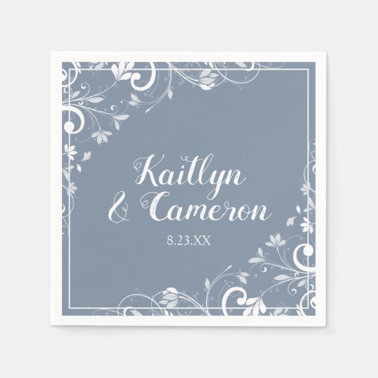 Serviette En Papier Cocktail serviettes | Bouquet chic (bleu foncé) DK (Devant)