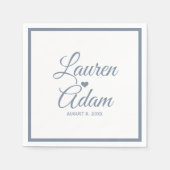 Serviette En Papier Cocktail serviettes | Coeur de script simple (bleu (Devant)