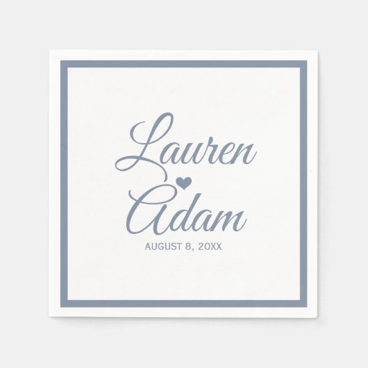Serviette En Papier Cocktail serviettes | Coeur de script simple (bleu (Devant)