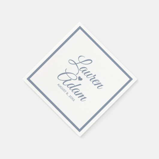 Serviette En Papier Cocktail serviettes | Coeur de script simple (bleu (Coin)