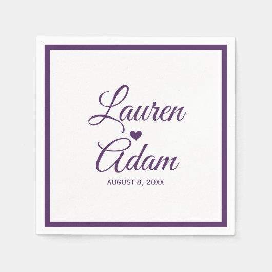 Serviette En Papier Cocktail serviettes | Coeur de script simple (prun (Devant)