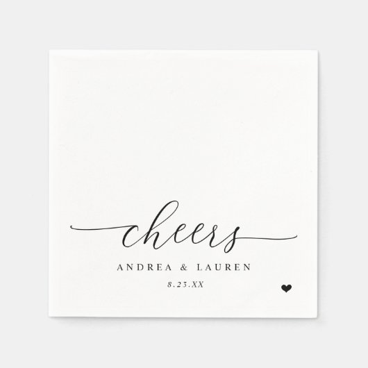 Serviette En Papier Cocktail Serviettes Coeur Mariage moderne (Devant)