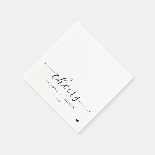 Serviette En Papier Cocktail Serviettes Coeur Mariage moderne (Coin)
