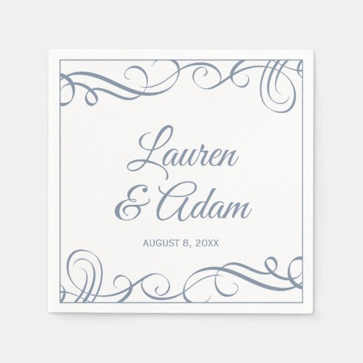 Serviette En Papier Cocktail serviettes | Élégantes perles (bleu Duché (Devant)