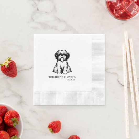 Serviette En Papier Cocktail Shih Tzu Napkin (En situation)