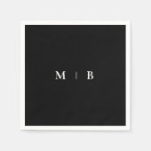 Serviette En Papier Cocktail simple B/W Monogram (Devant)