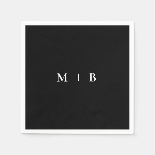 Serviette En Papier Cocktail simple B/W Monogram (Devant)