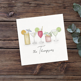 Serviette En Papier Cocktail simple Boissons Aquarelle Whimsical Custo
