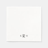 Serviette En Papier Cocktail simple de Monogramme Noir II (Devant)