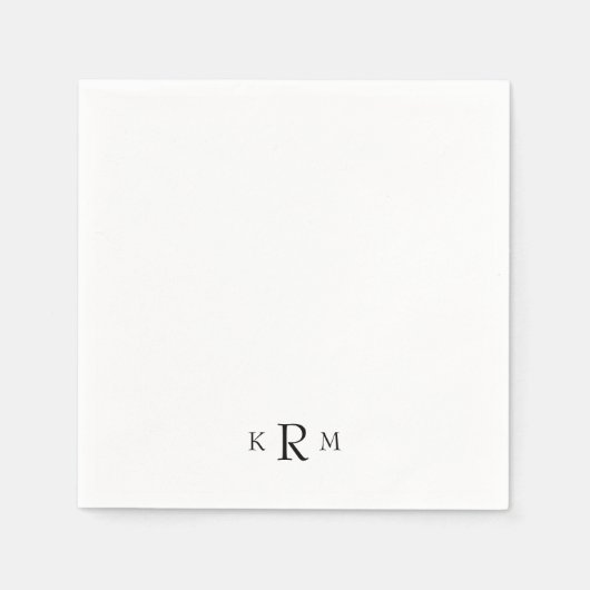 Serviette En Papier Cocktail simple de Monogramme Noir II (Devant)