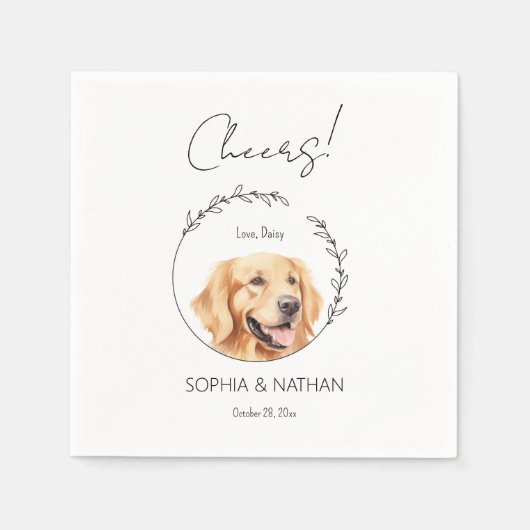Serviette En Papier Cocktail simple Golden Retriever Mariage de chien (Devant)