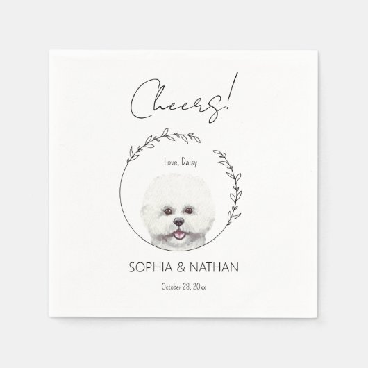 Serviette En Papier Cocktail simple Mariage de chien Bichon Frise (Devant)