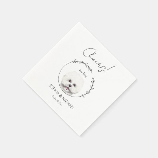 Serviette En Papier Cocktail simple Mariage de chien Bichon Frise (Coin)