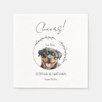 Serviette En Papier Cocktail simple Mariage de chien chiot Rottweiler