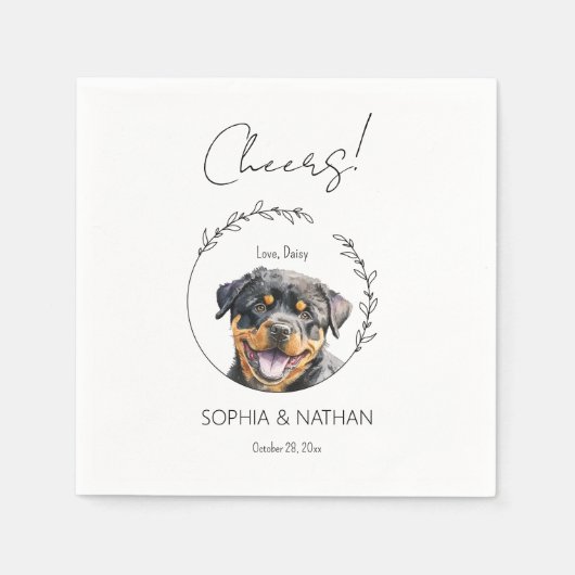 Serviette En Papier Cocktail simple Mariage de chien chiot Rottweiler (Devant)