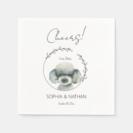 Serviette En Papier Cocktail simple Mariage de chien de caniche (Devant)