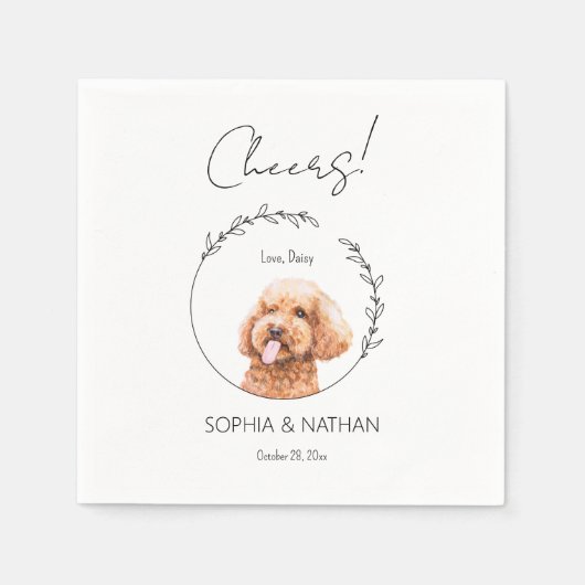 Serviette En Papier Cocktail simple Mariage de chien de caniche (Devant)