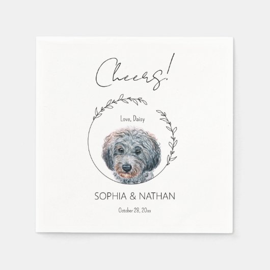Serviette En Papier Cocktail simple Mariage de chien de caniche (Devant)