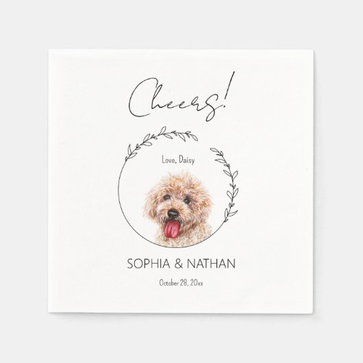 Serviette En Papier Cocktail simple Mariage de chien de caniche (Devant)