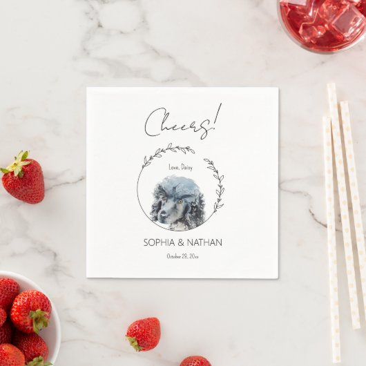 Serviette En Papier Cocktail simple Mariage de chien de caniche noir (En situation)