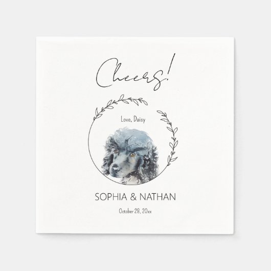 Serviette En Papier Cocktail simple Mariage de chien de caniche noir (Devant)
