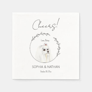 Serviette En Papier Cocktail simple Mariage de chien maltais