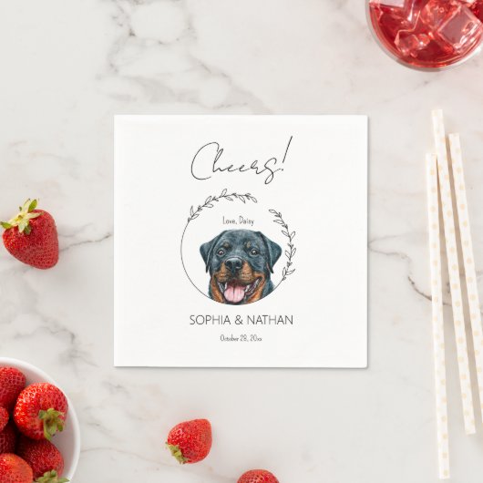 Serviette En Papier Cocktail simple Mariage de chien Rottweiler (En situation)