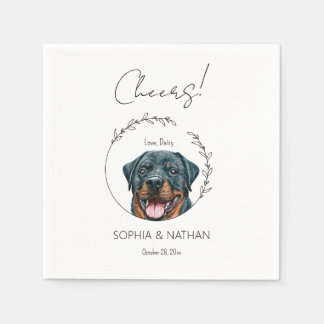 Serviette En Papier Cocktail simple Mariage de chien Rottweiler