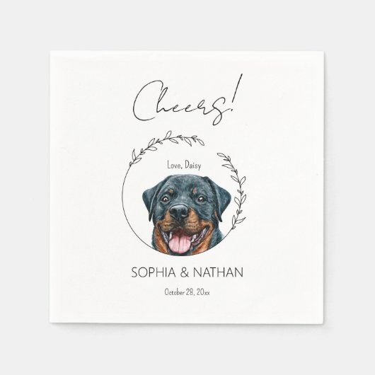 Serviette En Papier Cocktail simple Mariage de chien Rottweiler (Devant)