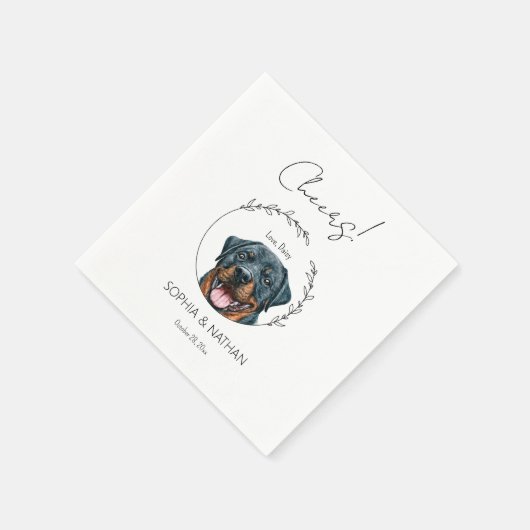 Serviette En Papier Cocktail simple Mariage de chien Rottweiler (Coin)