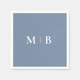 Serviette En Papier Cocktail Sleek Simple Periwinkle & White Monogram