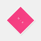 Serviette En Papier Cocktail Sleek Simple Rose & Blanc Monogram (Coin)