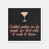 Serviette En Papier Cocktail soirée drôle napkin noir script martini (Devant)