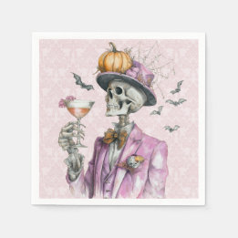 Serviette En Papier Cocktail soirée gothique Squelette Halloween