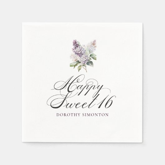 Serviette En Papier Cocktail sucré 16 violet Lilac Spring Flower (Devant)