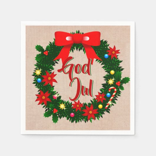 Serviette En Papier Cocktail suédois God julservett (Devant)