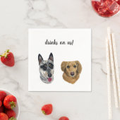 Serviette En Papier Cocktail sur mesure Napkin- Chiens (En situation)