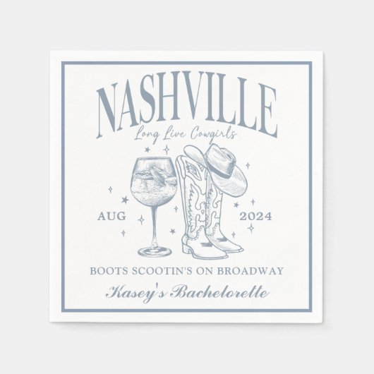 Serviette En Papier Cocktail sur mesure Nashville Bachelorette Rodeo (Devant)