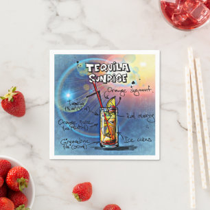 Serviette En Papier Cocktail Tequila Sunrise (#7 /12 Ensemble de recet