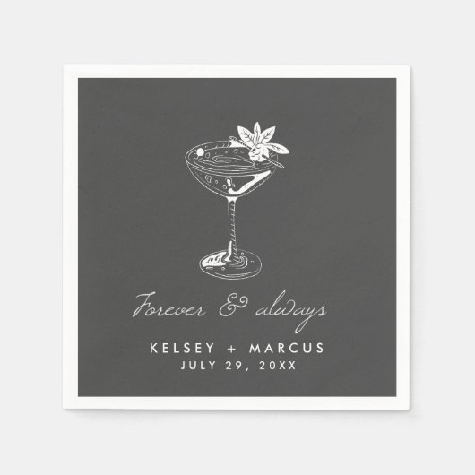 Serviette En Papier Cocktail toujours Mariage (Devant)