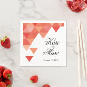 Serviette En Papier Cocktail Triangles géométriques | corail (En situation)