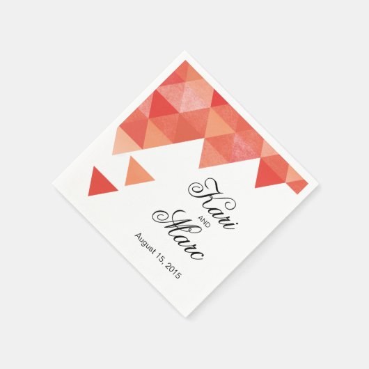 Serviette En Papier Cocktail Triangles géométriques | corail (Coin)