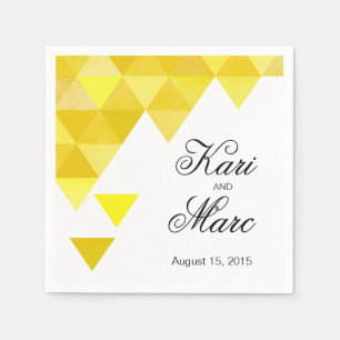 Serviette En Papier Cocktail Triangles géométriques   Jaune dorée