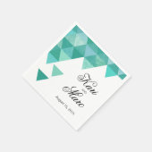 Serviette En Papier Cocktail Triangles géométriques | sarcelle (Coin)