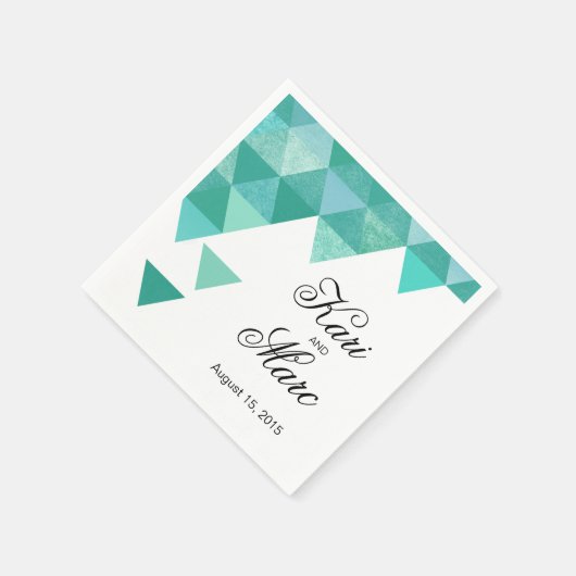 Serviette En Papier Cocktail Triangles géométriques | sarcelle (Coin)