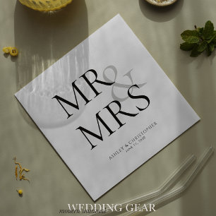 Serviette En Papier Cocktail typographique minimal MR&MRS