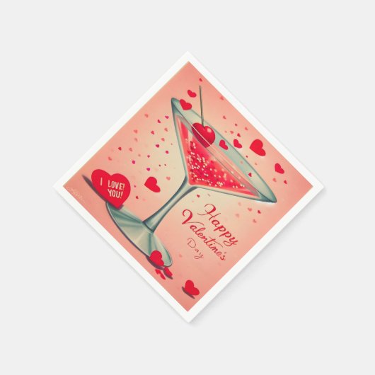 Serviette En Papier Cocktail Valentine Martini du milieu du siècle (Coin)